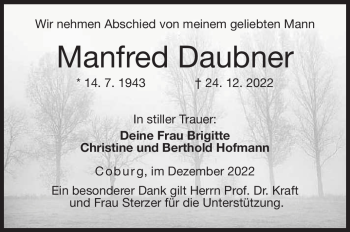 Traueranzeige von Manfred Daubner von Neue Presse Coburg