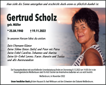 Traueranzeige von Gertrud Scholz von Neue Presse Coburg