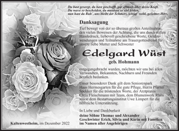 Traueranzeige von Edelgard Wüst von Südthüringer Presse