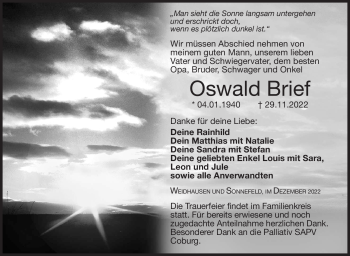 Traueranzeige von Oswald Brief von Neue Presse Coburg