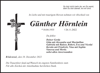 Traueranzeige von Günther Hörnlein von Neue Presse Coburg