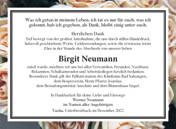 Traueranzeige von Birgit Neumann von Südthüringer Presse