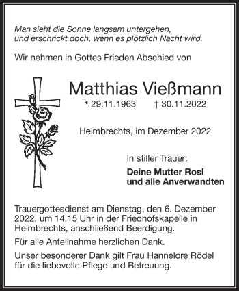 Traueranzeige von Matthias Vießmann von Frankenpost