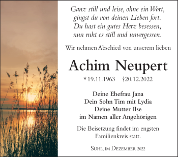 Traueranzeige von Achim Neupert von Südthüringer Presse