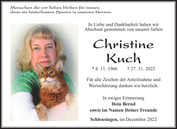 Traueranzeige von Christine Kuch von Südthüringer Presse