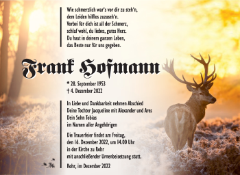 Traueranzeige von Frank Hofmann von Südthüringer Presse