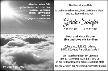 Traueranzeige von Gerda Schäfer von Neue Presse Coburg