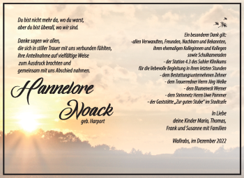 Traueranzeige von Hannelore Noack von Südthüringer Presse