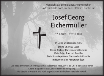 Traueranzeige von Josef Georg Eichermüller von Frankenpost