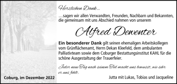 Traueranzeige von Alfred Dewenter von Neue Presse Coburg