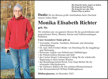 Traueranzeige von Monika Richter von Südthüringer Presse