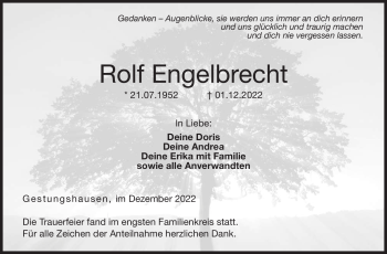 Traueranzeige von Rolf Engelbrecht von Neue Presse Coburg