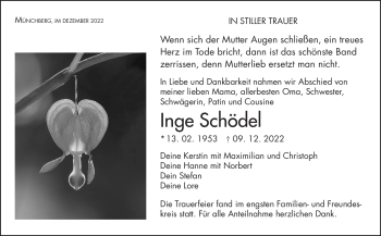 Traueranzeige von Inge Schödel von Frankenpost
