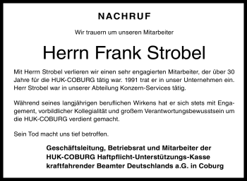 Traueranzeige von Frank Strobel von Neue Presse Coburg