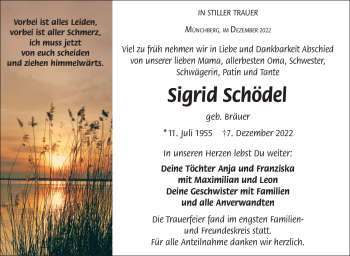 Traueranzeige von Sigrid Schödel von Frankenpost
