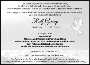 Traueranzeige von Ralf Georgi von Neue Presse Coburg