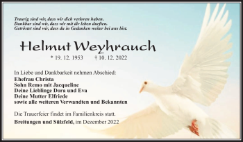 Traueranzeige von Helmut Weyrauch von Südthüringer Presse