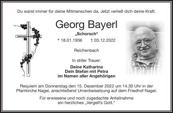 Traueranzeige von Georg Bayerl von Frankenpost