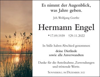 Traueranzeige von Hermann Engel von Südthüringer Presse