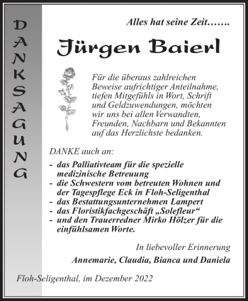 Traueranzeige von Jürgen Baierl von Südthüringer Presse