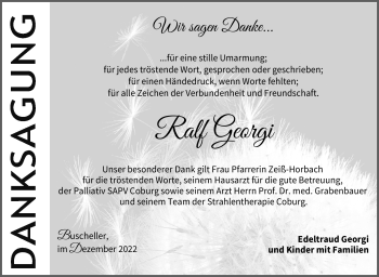 Traueranzeige von Ralf Georgi von Neue Presse Coburg