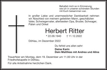 Traueranzeige von Herbert Ritter von Frankenpost