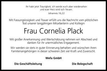 Traueranzeige von Cornelia Plack von Neue Presse Coburg
