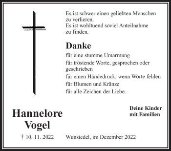 Traueranzeige von Hannelore Vogel von Frankenpost