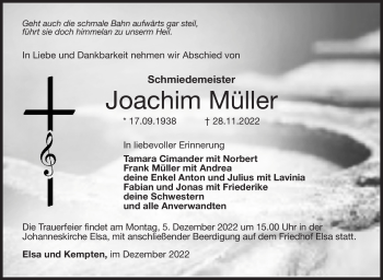 Traueranzeige von Joachim Müller von Neue Presse Coburg