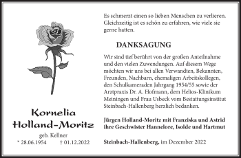 Traueranzeige von Kornelia Holland-Moritz von Südthüringer Presse