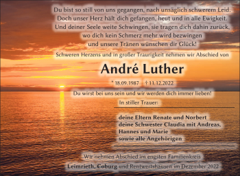 Traueranzeige von André Luther von Südthüringer Presse
