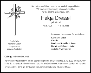 Traueranzeige von Helga Dressel von Neue Presse Coburg