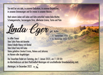 Traueranzeige von LInda Eger von Südthüringer Presse