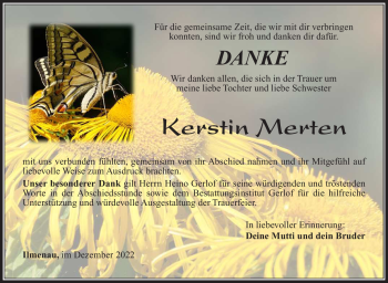 Traueranzeige von Kerstin Merten von Südthüringer Presse