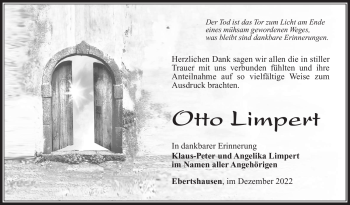 Traueranzeige von Otto Limpert von Südthüringer Presse