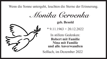 Traueranzeige von Monika Cervenka von Neue Presse Coburg