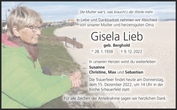 Traueranzeige von Gisela Lieb von Neue Presse Coburg
