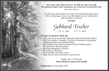 Traueranzeige von Gebhard Fischer von Südthüringer Presse
