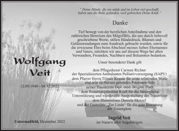 Traueranzeige von Wolfgang Veit von Südthüringer Presse