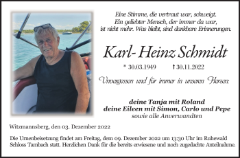 Traueranzeige von Karl-Heinz Schmidt von Neue Presse Coburg
