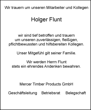 Traueranzeige von Holger Flunt von Frankenpost
