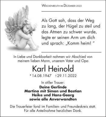 Traueranzeige von Karl Heinold von Frankenpost