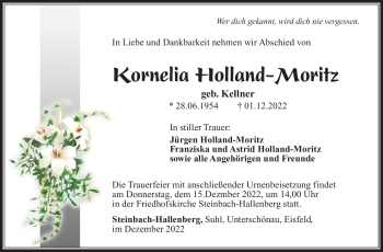 Traueranzeige von Kornelia Holland-Moritz von Südthüringer Presse