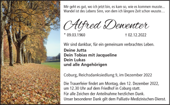 Traueranzeige von Alfred Dewenter von Neue Presse Coburg