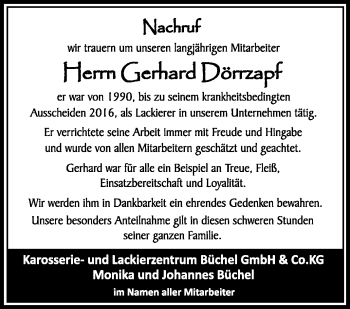 Traueranzeige von Michael Dörrzapf von Südthüringer Presse