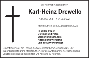 Traueranzeige von Karl-Heinz Drewello von Frankenpost