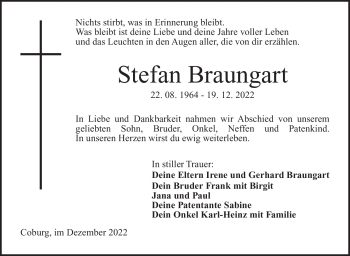 Traueranzeige von Stefan Braungart von Neue Presse Coburg
