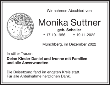 Traueranzeige von Monika Suttner von Frankenpost