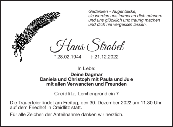 Traueranzeige von Hans Strobel von Neue Presse Coburg