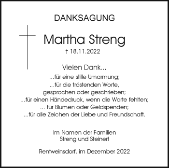 Traueranzeige von Martha Streng von Neue Presse Coburg